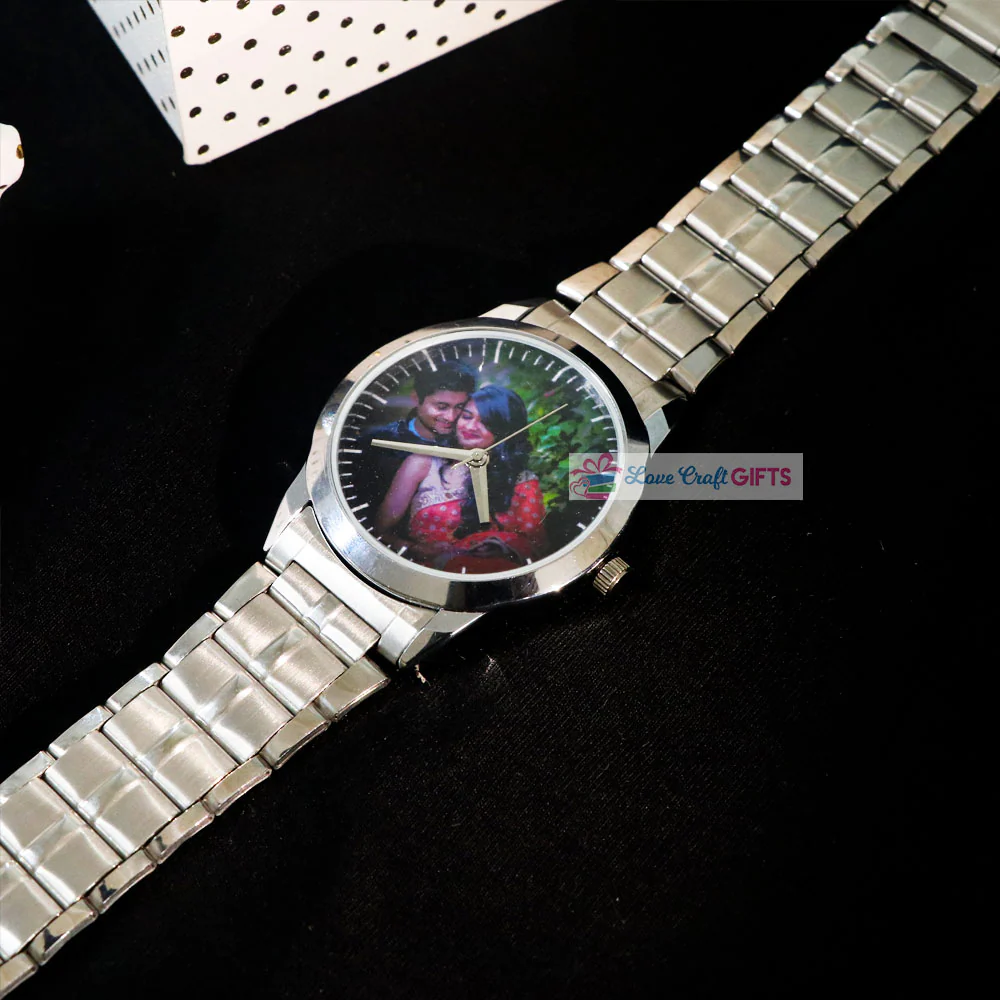 Silver Customized Wrist Watch For Him - Image 4