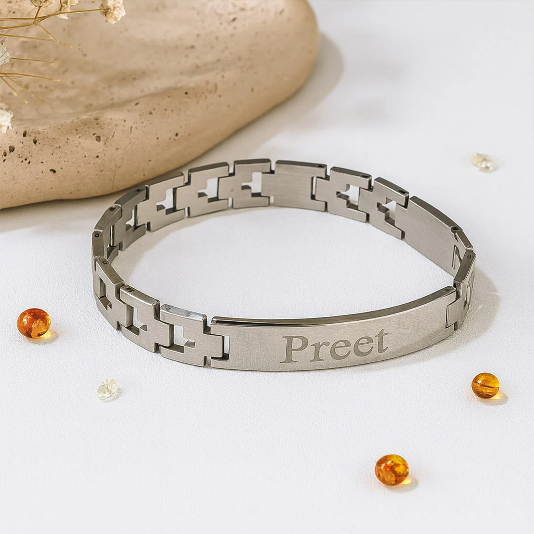 Silver Matte Personalized Name Bracelet for Men