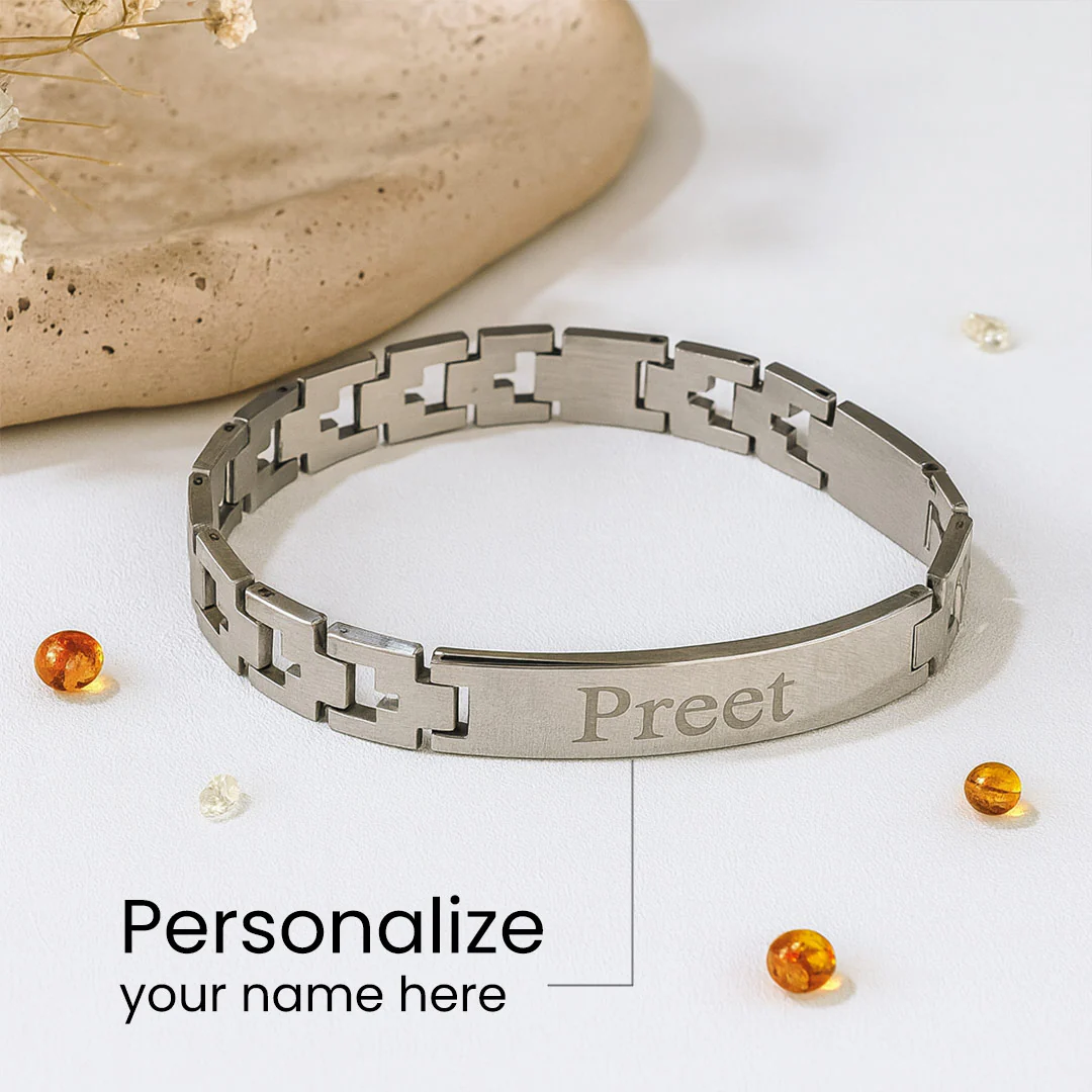 Silver Matte Personalized Name Bracelet for Men - Image 4