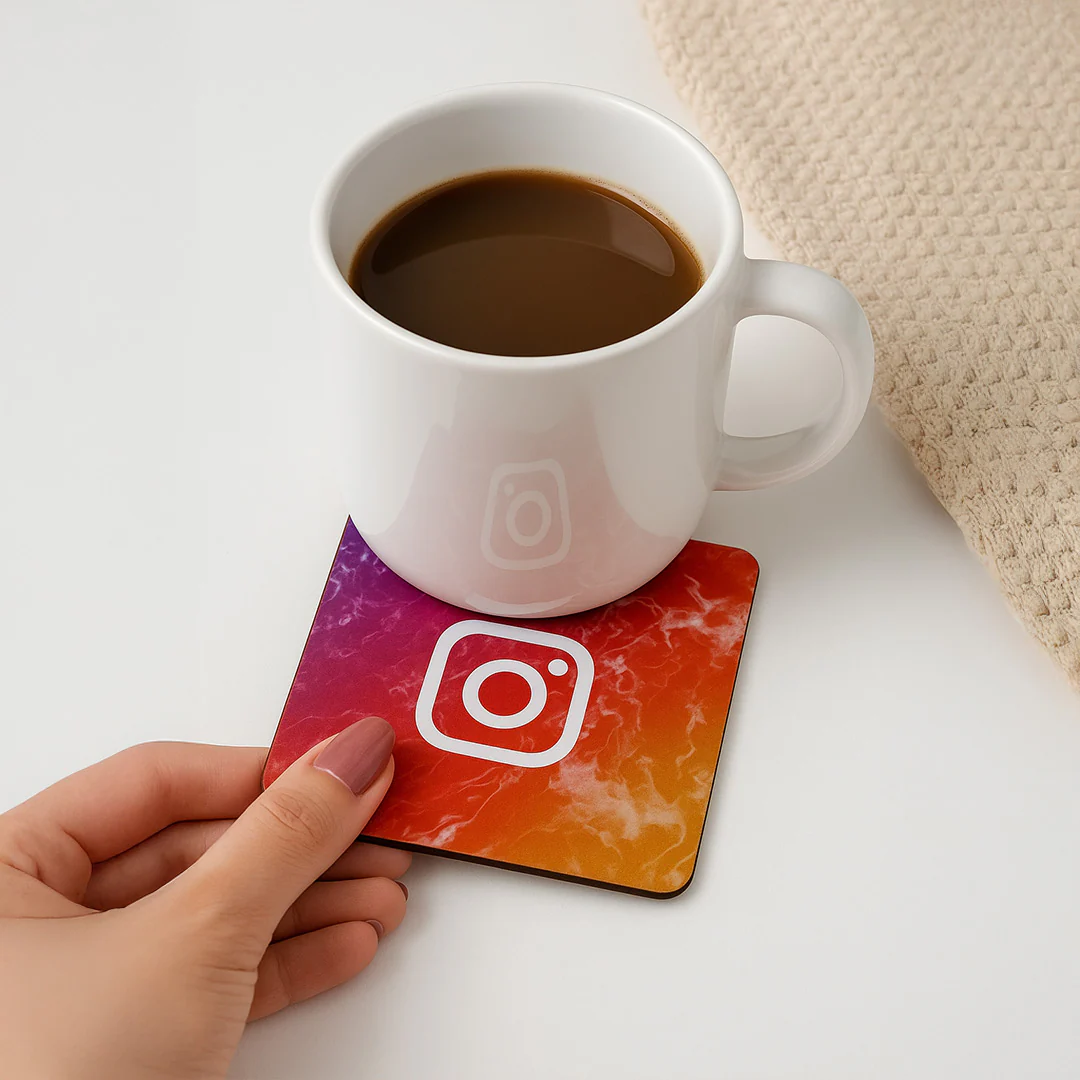 Social Media Logo Tea Coaster Set - Image 4