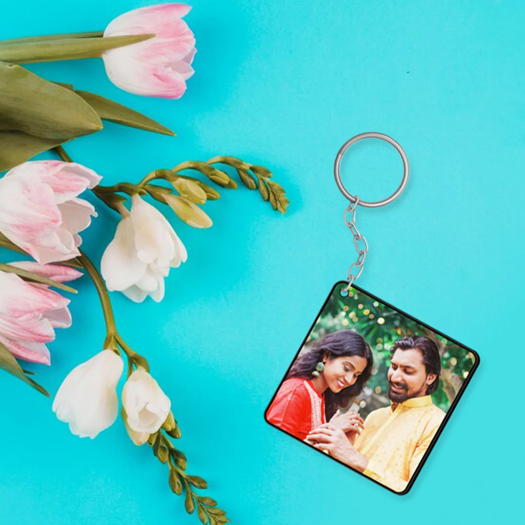 Square Shaped Keychain with Photo