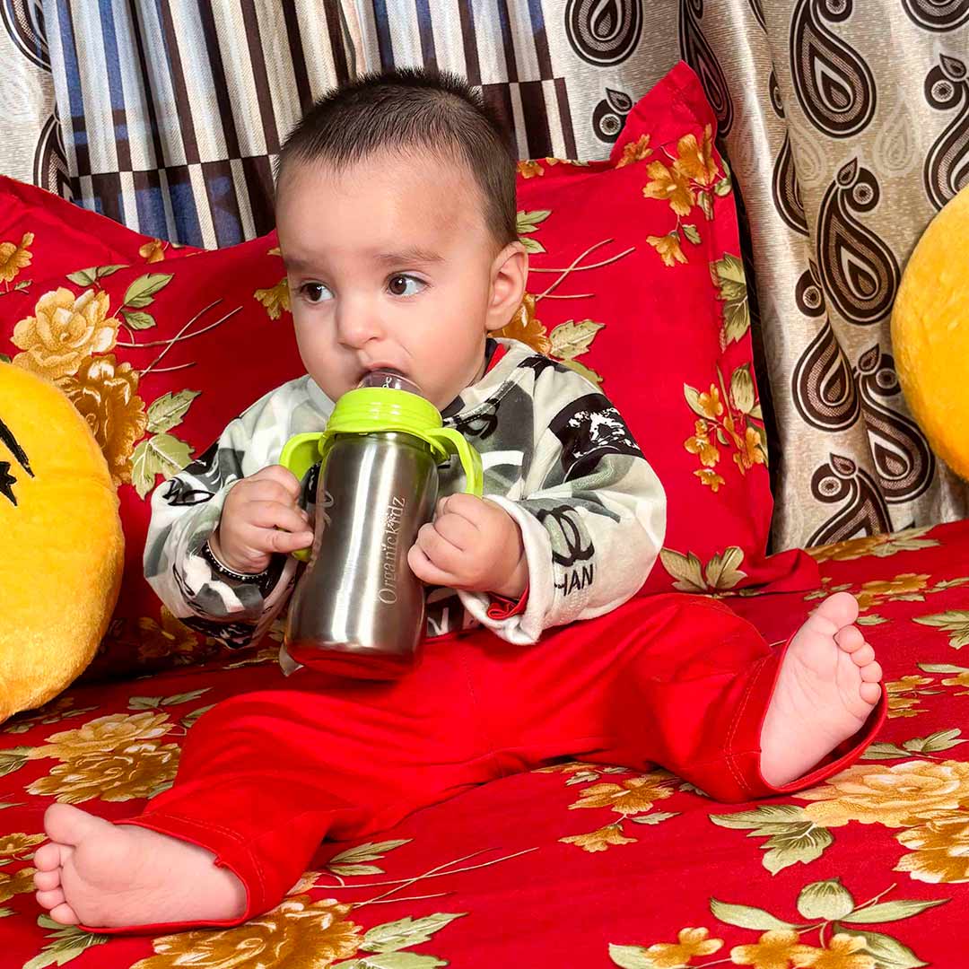 Stainless Steel Baby Sipper Bottle for Infant With Name (290 ml) - Image 10