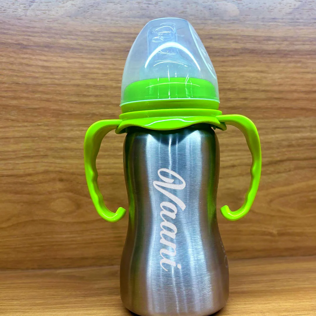Stainless Steel Baby Sipper Bottle for Infant With Name (290 ml) - Image 7