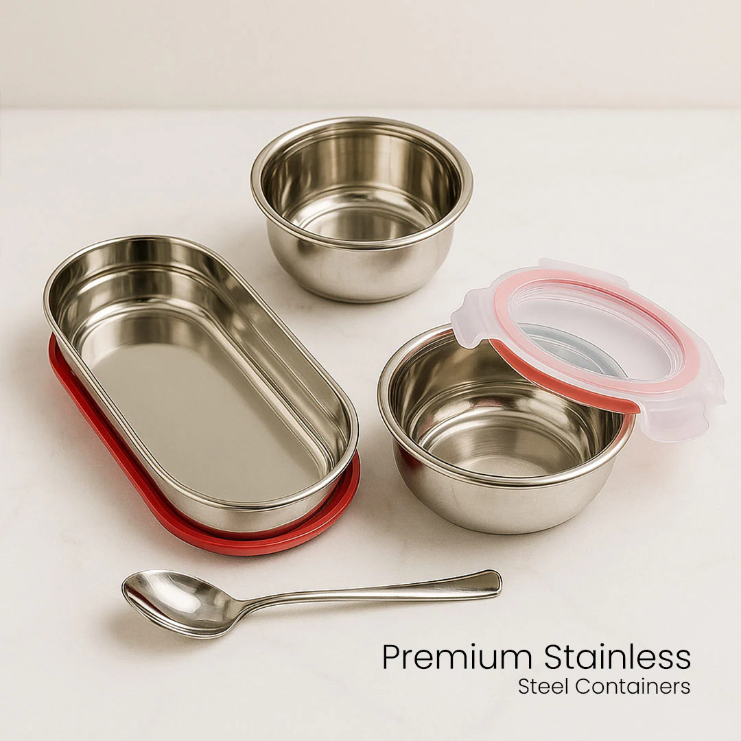 Stainless Steel Lunch Box with Pouch - Image 3