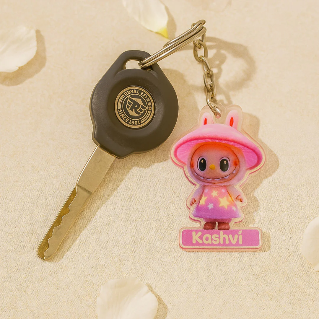 Starry Pink Hat Labubu Keychain – Custom Name - Image 4