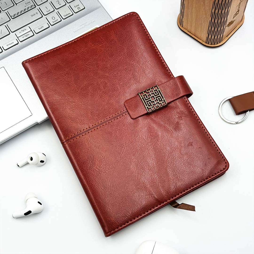 Tan PU Leather A5 Journal – Custom with Name & Logo - Image 6