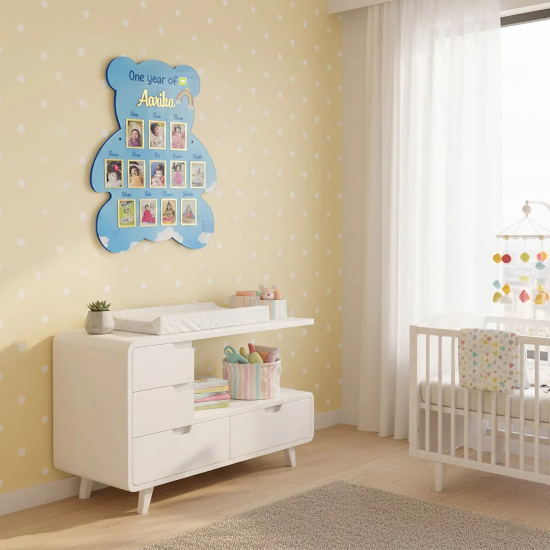Teddy Shape Baby Monthly Milestone Photo Frame – 18×24” - Image 3