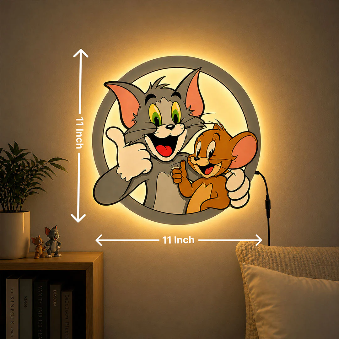 Tom & Jerry LED Wall Light | Night Lamp Gift for Kids, Couples & Cartoon Lovers - 11x11" - Image 2