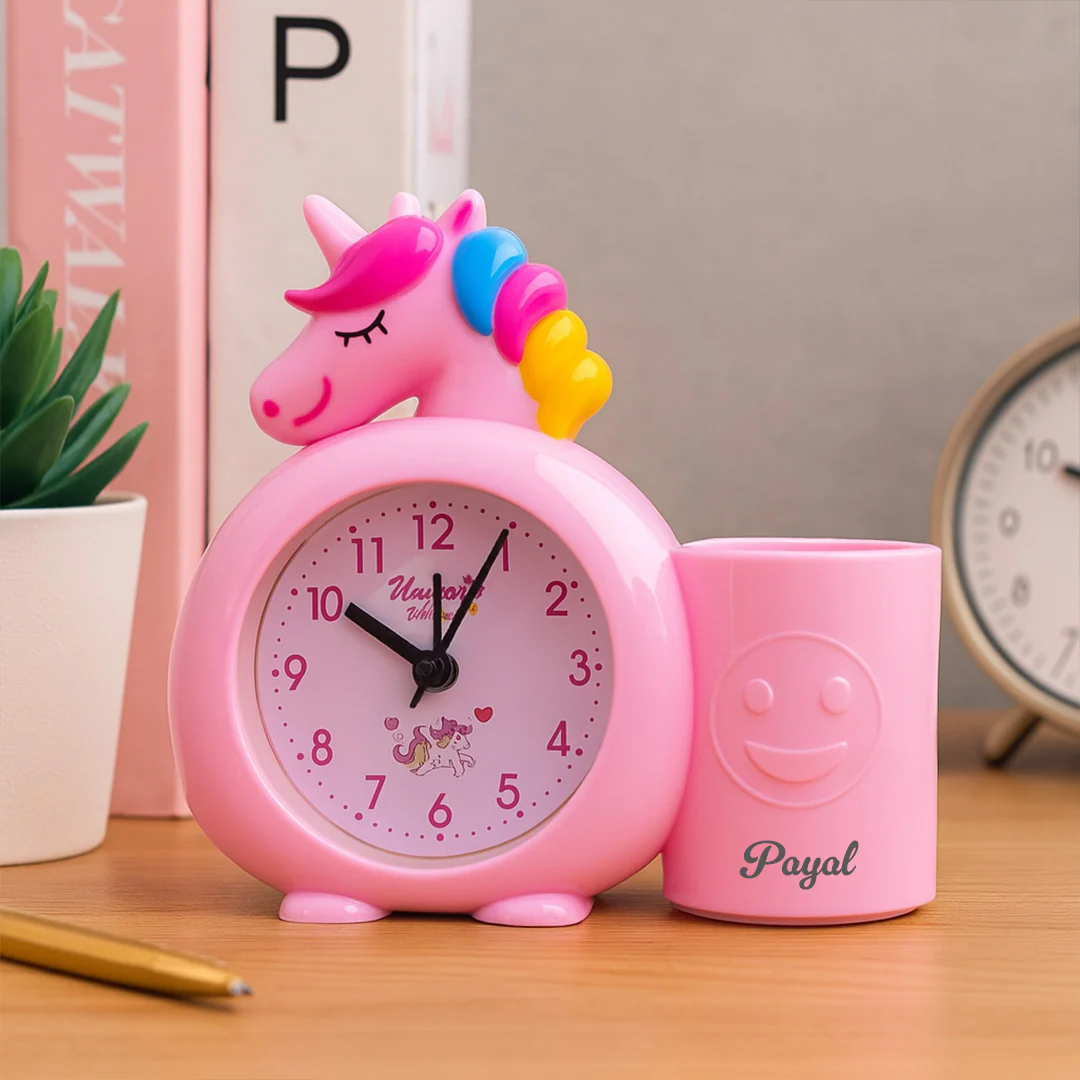 Unicorn Alarm Clock with Pen Holder