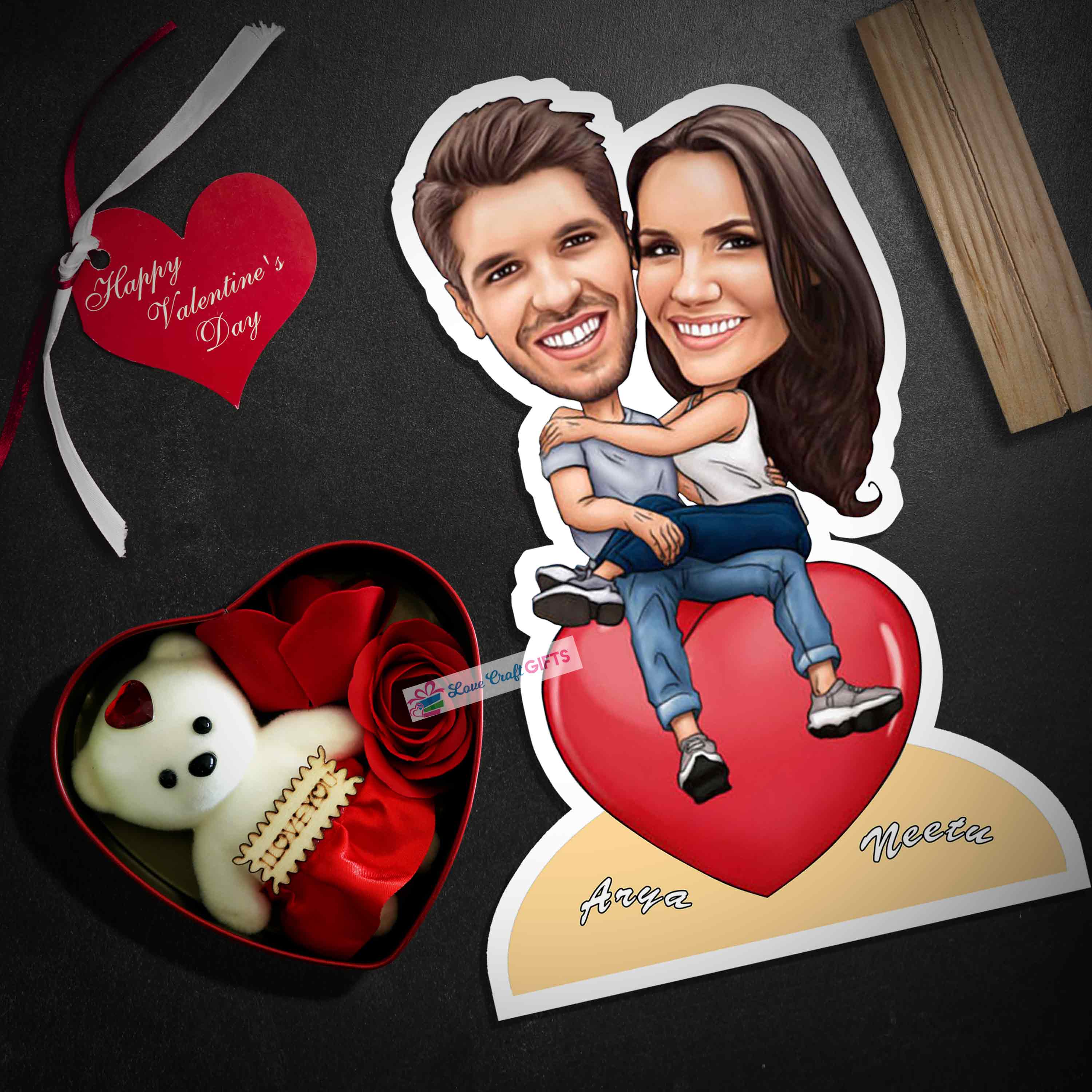 VALENTINE SPECIAL CARICATURE AND TEDDY BOX COMBO
