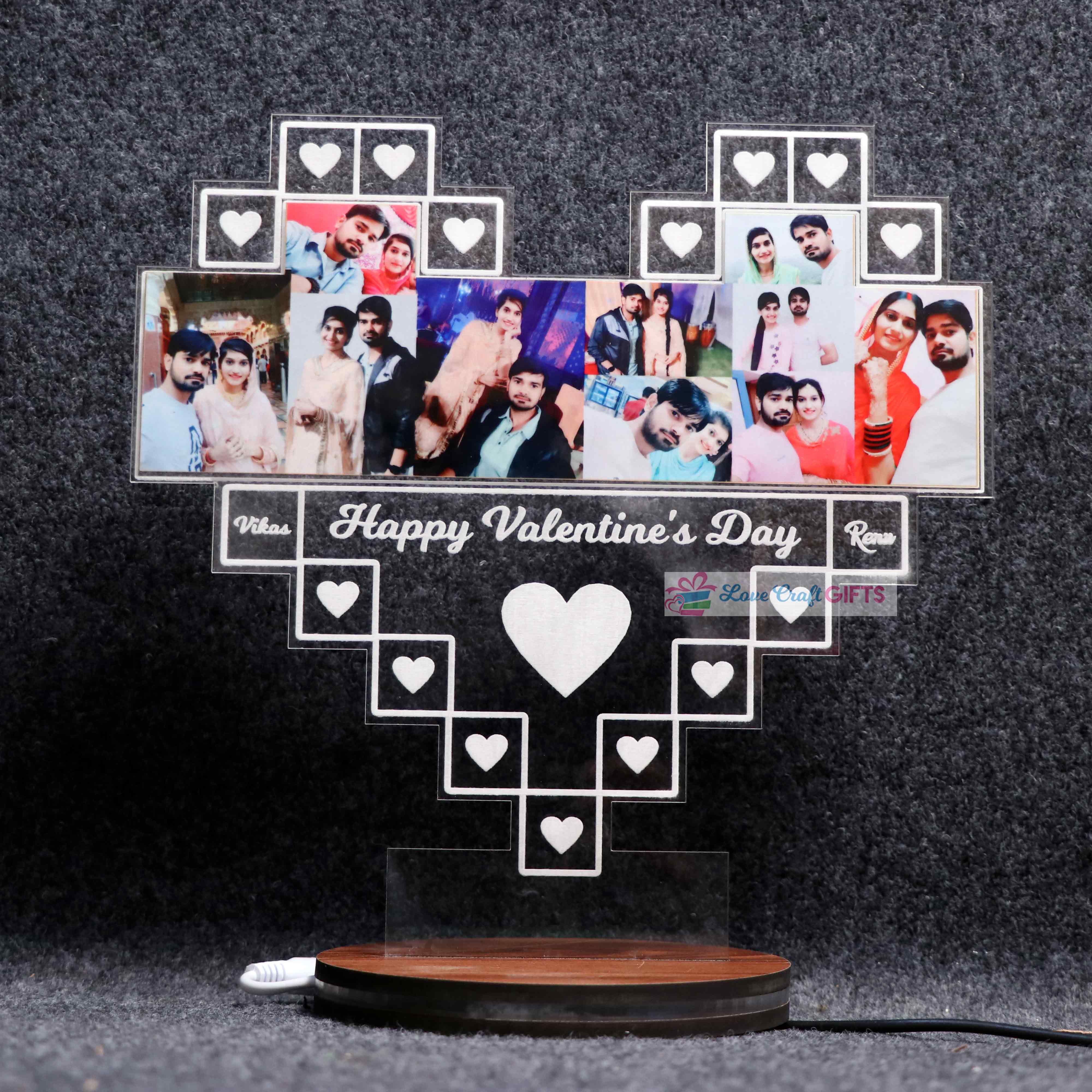 3D Acrylic Heart Valentine Multi-Led Table Lamp - Image 3