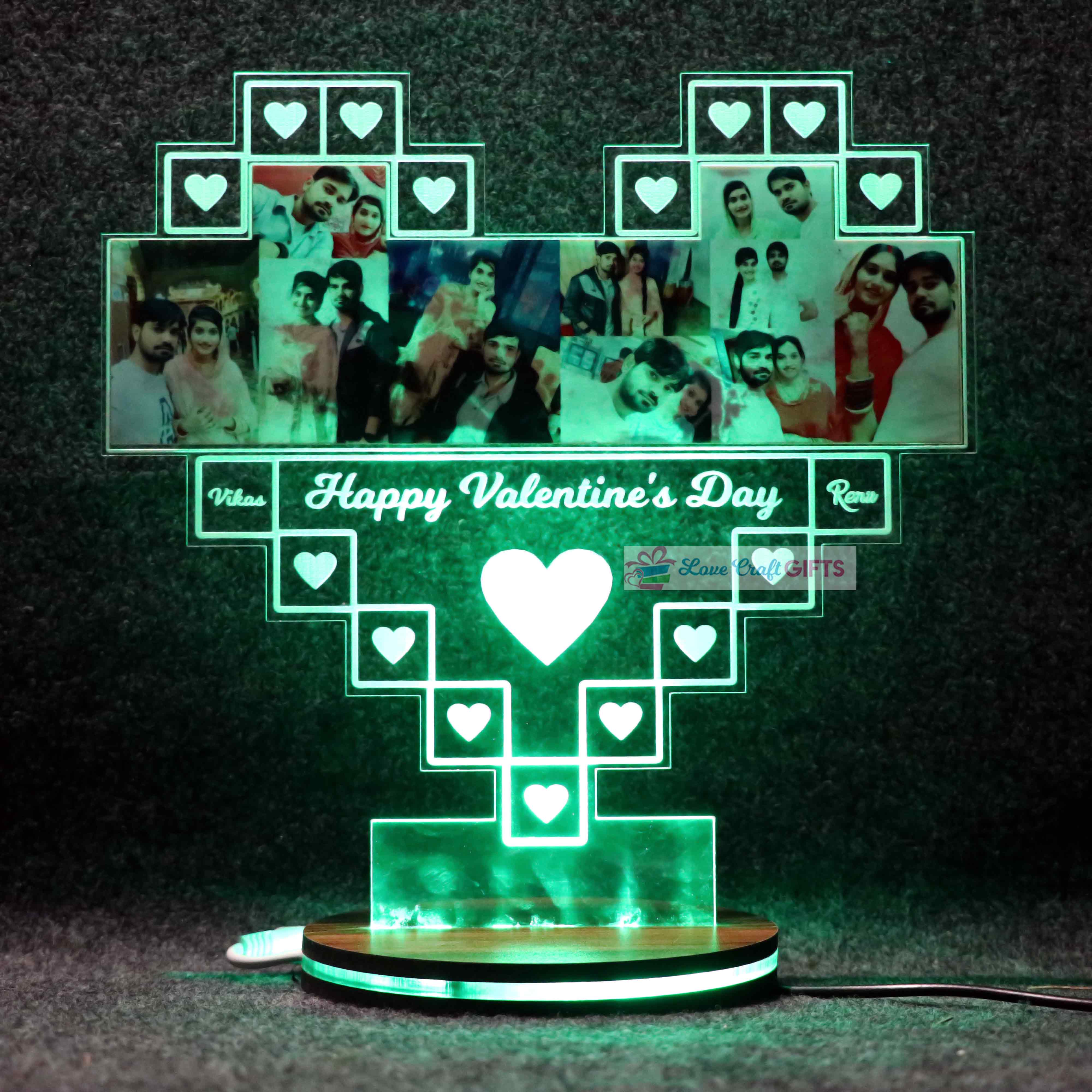 3D Acrylic Heart Valentine Multi-Led Table Lamp - Image 6
