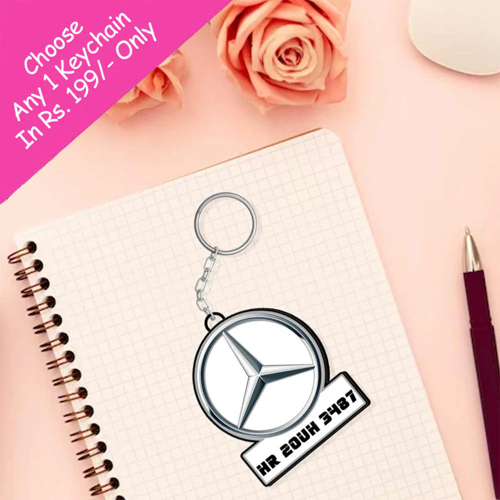 Vehicle Logo Keychain With Name And Number