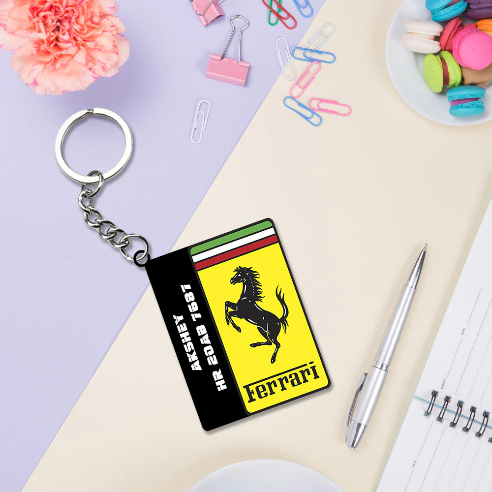 Vehicle Logo Keychain With Name And Number - Image 16