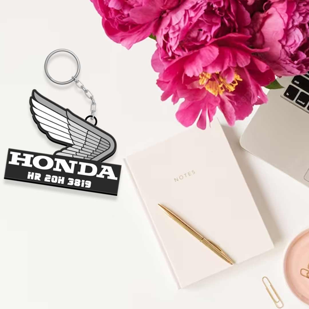 Vehicle Logo Keychain With Name And Number - Image 2