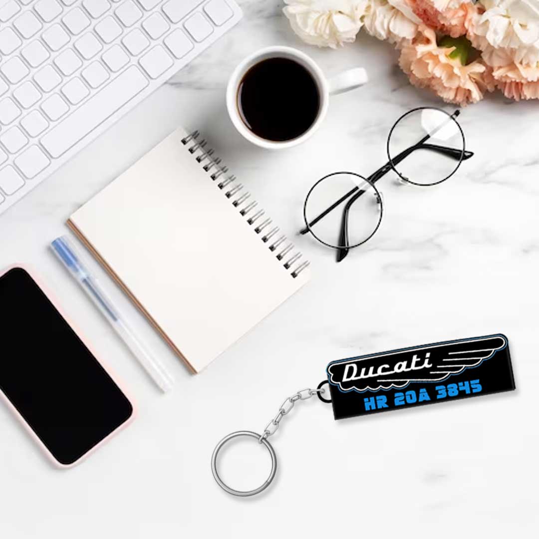 Vehicle Logo Keychain With Name And Number - Image 3