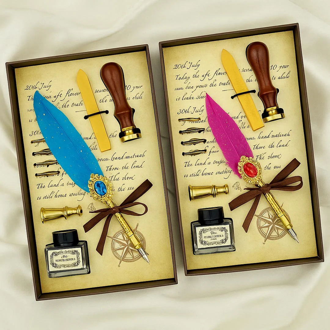 Vintage Feather Calligraphy Pen Gift Set