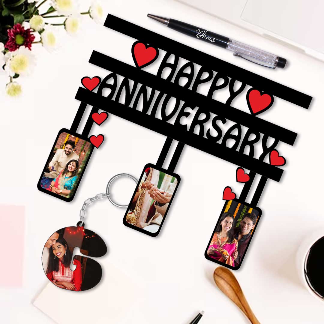 Wedding Anniversary Frame, Pen & Keychain Gift Combo