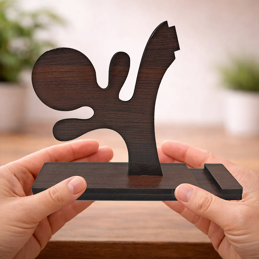 Wooden Mobile Phone Holder & Desk Organizer Stand (5x5") - Image 4