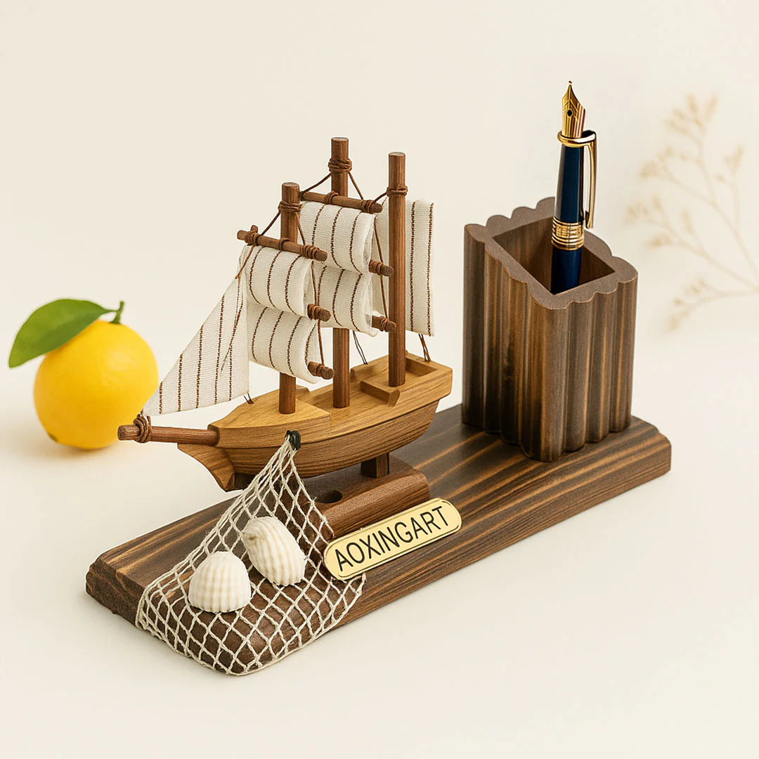 Wooden Ship Desk Organizer - Image 4