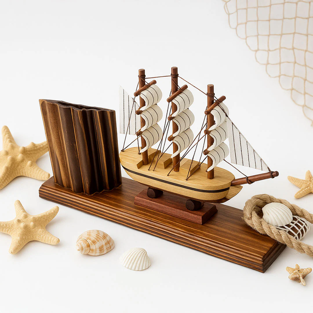 Wooden Ship Desk Organizer - Image 5
