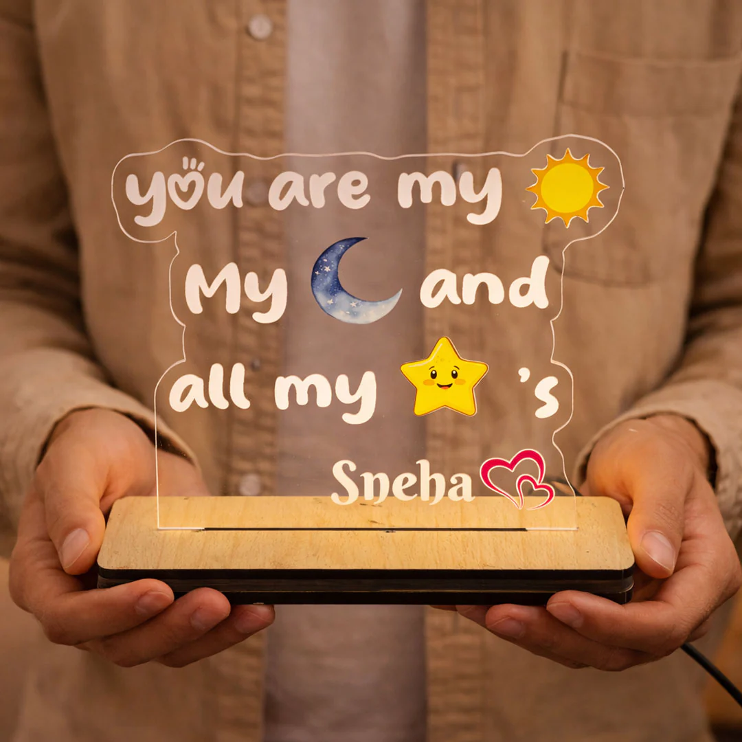 You Are My Sun, Moon & Stars – Personalized Name Acrylic LED Lamp - Image 2