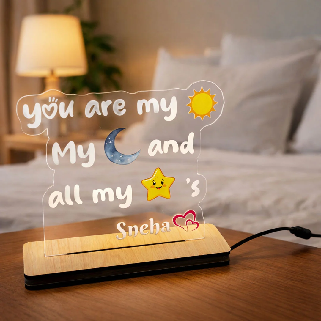 You Are My Sun, Moon & Stars – Personalized Name Acrylic LED Lamp - Image 3