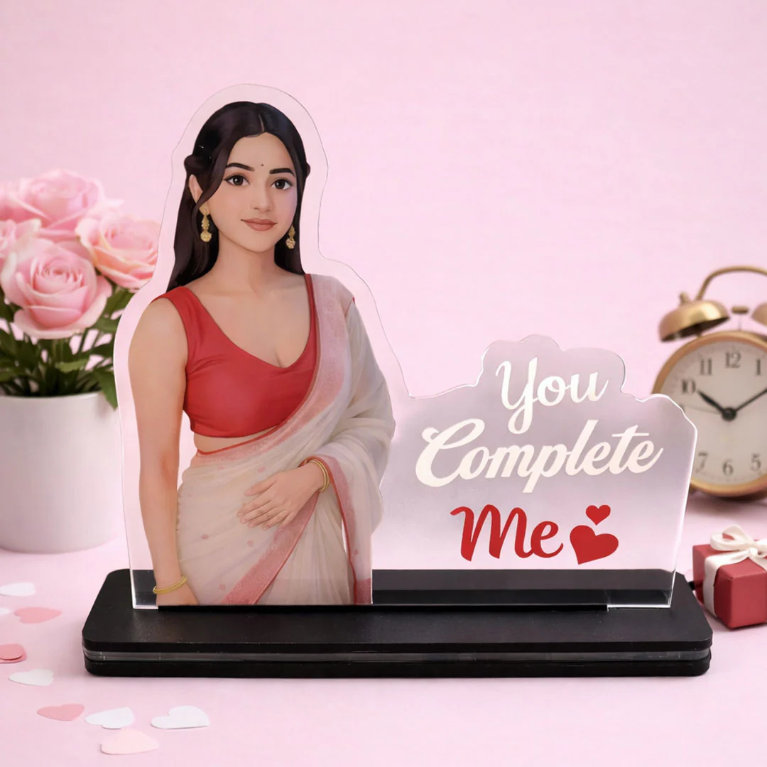 You Complete Me – Personalized Photo Acrylic LED Lamp (8×8") - Image 4