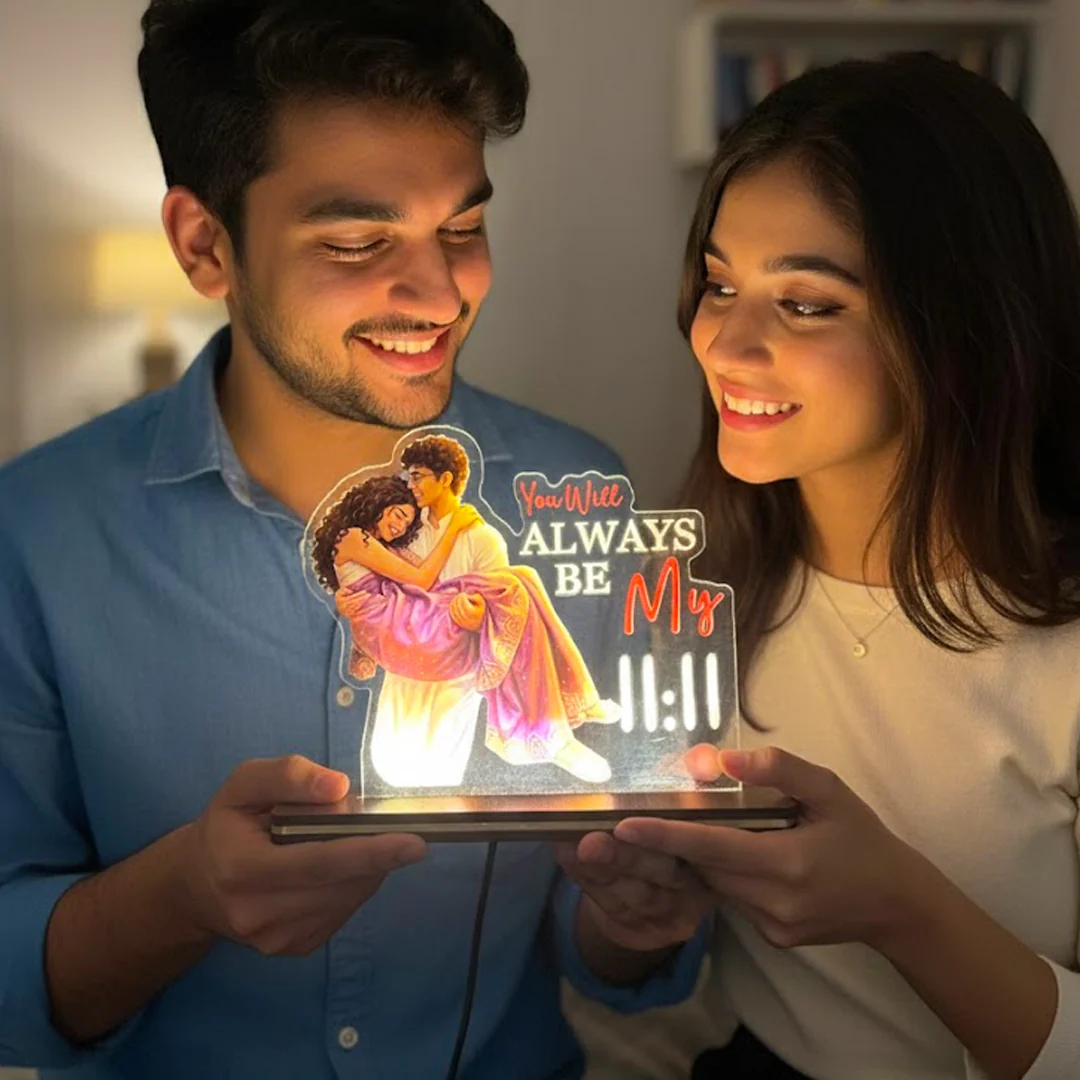 You’ll Always Be My Light – Personalized Couple Acrylic LED Lamp - Image 2