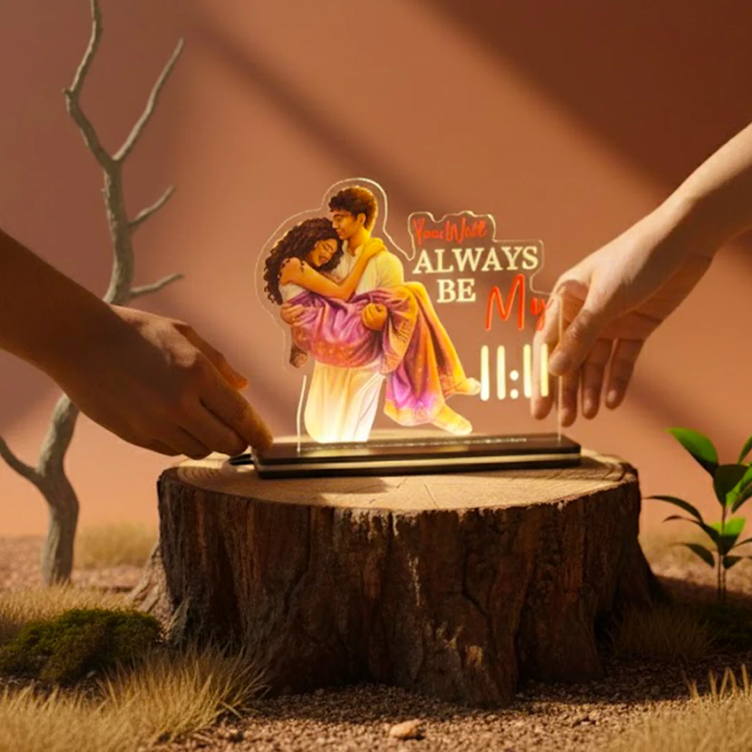 You’ll Always Be My Light – Personalized Couple Acrylic LED Lamp - Image 3